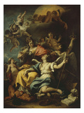 Allegory of France Below Minerva, Who Treads on Ignorance and Crowns Virtue, 1717-18 Giclée-tryk af Sebastiano Ricci