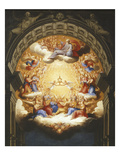 Sunrise on the New Testament, the Eucharist in a Monstrance Carried by Two Angels Giclée-tryk af Italian School Sunrise on the New Testament, the Eucharist in a Monstrance Carried by Two Angels Giclée-tryk af Italian School