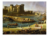 Castle and the Docks, Arsenal at Naples, 1711 (Inv 70), Detail Giclée-Druck von Gaspar van Wittel