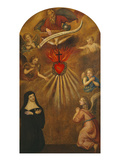 Adoration of the Sacred Heart of Jesus by Margaret Mary Alacocque, 1647-90, and an Angel, 1715 Giclee Print by French School 