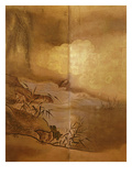 Landscape, Japanese Screen, Edo Period, Early 18th Century, Detail Giclee Print by Kano Tansetsu