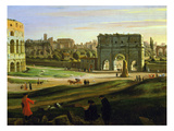 Triumphal Arch, View of the Colosseum and the Roman Forum (Inv 884), Detail Giclée-Druck von Gaspar van Wittel