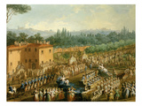Procession of Floats and Musicians, from Open-Air Festival, C. 1790, Italy (Detail), Watercolour Giclee Print by Giuseppe Terreni