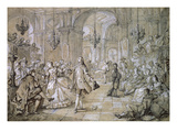 Masked Ball in a Palace, 1751 Drawing Giclee Print by Charles Joseph Natoire