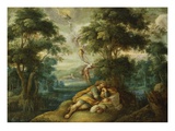Jacob's Dream, a Ladder Reaching to Heaven with Angels Climbing Up and Down Giclee Print by Frans II Francken