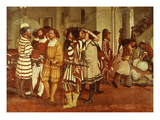 Guests; and Servants Preparing Presents for King Giclee Print by Marcello Fogolino