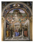 Madonna and Child with Saints; the Resurrection, Frescoes in Tiranni Chapel, 1491 Giclee Print by Giovanni Santi Or Sanzio
