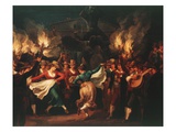 Nocturnal Dance in the Piazza Barberini, Rome Italy Giclee Print by Bartolomeo Pinelli