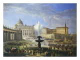 View of St Peter's Square with Military Parade Rome Italy Giclee Print by Michelangelo Pacetti