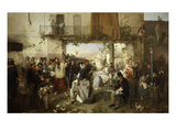 Arrival of Bulletin of the Conference of Villafranca, July 11, 1859 Giclee Print by Domenico Induno