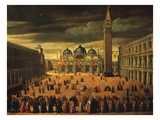 Procession in Saint Mark's Square, Venice, Italy Giclée-Druck von Cesare Vecellio