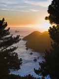 View from Marin Headlands of a Tanker Heading Out to Sea at Sunset Photographic Print by James Forte
