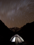 A Long Exposure Reveals the Earth Rotation Above Tents at Jhangothang Photographic Print by Alex Treadway