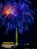Independence Day Fireworks over the Lincoln Memorial and the Mall Photographic Print by Paul Sutherland