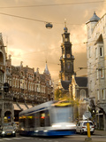 A Tram Near Westerkerk Church and Prisengracht Street Photographic Print by Daniella Nowitz
