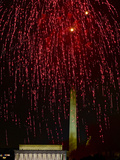 Independence Day Fireworks over the Lincoln Memorial and the Mall Photographic Print by Paul Sutherland