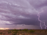 Intense Purple Lightning Bolts Strike in the Desert of New Mexico Photographic Print by Mike Theiss