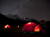 Glowing Tents at Samogaon on the Manaslu Circuit Trek Photographic Print by Alex Treadway