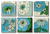 Aqua Batik Botanical Poster by Andrea Davis