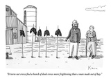 "It turns out crows find a bunch of dead crows more frightening than a man…" - New Yorker Cartoon Premium Giclee Print by Zachary Kanin