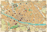 Mappa Di Firenze (Map of Florence) - Vintage Style Italian Map Poster Posters