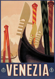 Venezia Gondole (Venice Gondola) Italian Vintage Style Travel Poster Posters