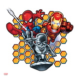 Marvel Super Hero Squad: Spider-Man, Iron Man, and Silver Surfer Flying Posters
