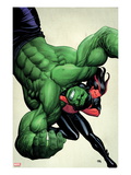 Incredible Hulks 629 Cover: Hulk and Red She-Hulk Fighting Prints by Frank Cho