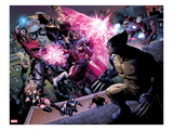 Avengers: The Childrens Crusade 2: Magneto, Hulkling, Ms. Marvel, Wolverine, and Iron Man Fighting Prints by Jim Cheung