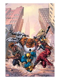 New Avengers 17 Cover: Wolverine ,Thing, Daredevil, Luke Cage, Ms. Marvel and Spider-Man Charging Poster by Mike Deodato Jr.