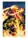 Incredible Hulk & The Human Torch: From the Marvel Vault 1 Cover: Fighting and Flaming Poster by Mark Bagley