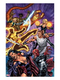 New Mutants Forever 3 Cover: Selene, Cannonball, Sunspot, and Magik Fighting Posters by Al Rio