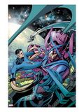 Fantastic Four 586 Cover: Mr. Fantastic and Galactus Fighting Prints by Alan Davis