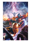 The Thanos Imperative 5 Cover: Nova, Quasar, Gladiator, and Silver Surfer Flying Affiches par Aleksi Briclot