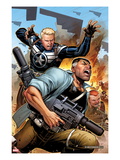Secret Warriors 19 Cover: Steve Rogers and Nick Fury Fighting and Running Posters by Jim Cheung