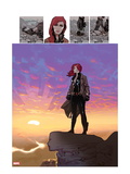 Black Widow 5: Black Widow Standing on a Cliff in front of a Sunset Prints by Daniel Acuna