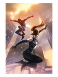 Spider-Girl 8 Cover: Spider-Girl and Spider-Man Jumping Art by Jelena Djurdjevic
