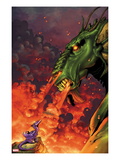 Avengers vs. Pet Avengers 2 Cover: Fin Fang Foom and Lockheed Flaming Posters by Ig Guara
