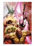 Thunderbolts 152 Cover: Luke Cage, Man-Thing, Songbird, Moonstone, Juggernaut, and Mark V Charging Affiches par Greg Land