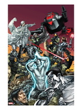 New Mutants 24 Cover: Legion, Colossus, Magneto, Cyclops, and Rogue Fighting Posters by Mico Suayan