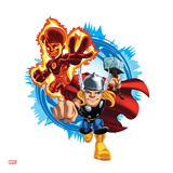 Marvel Super Hero Squad Badge: Human Torch and Thor Charging Art