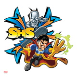 Marvel Super Hero Squad Badge: S.H.S. - Silver Surfer and Dr. Strange Running Print