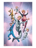 FF 15 Cover: Energizer, Lightspeed, Zero G, Mass Master, and Franklin and Valeria Richards Poster by Mike Choi