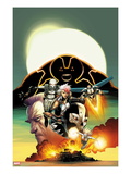 Thunderbolts 159 Cover: Songbird, Moonstone, Ghost, Mach V, and Juggernaut Jumping and Flying Affiche par Kev Walker