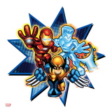 Marvel Super Hero Squad Badge: Iron Man, Iceman, and Wolverine Posing Art