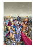 Youth in Revolt 2 Cover: Thor Girl, Prodigy, and Ultra Girl Walking through a Crowd Poster by Giuseppe Camuncoli