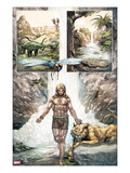 Ka-Zar 4: Panels with Ka-Zar and Zabu in front of a Waterfall Posters by Pascal Alixe