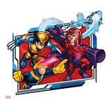 Marvel Super Hero Squad Badge: Wolverine, Magneto, Iceman, and Cyclops Shooting Poster
