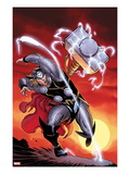 Astonishing Thor 3 Cover: Thor Throwing Mjolnir at Sunset Posters by Ed McGuiness