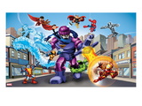Marvel Super Hero Squad: Iceman, Falcon, Mr. Fantastic, Sentinel, Thor, Colossus, Hulk and Iron Man Art